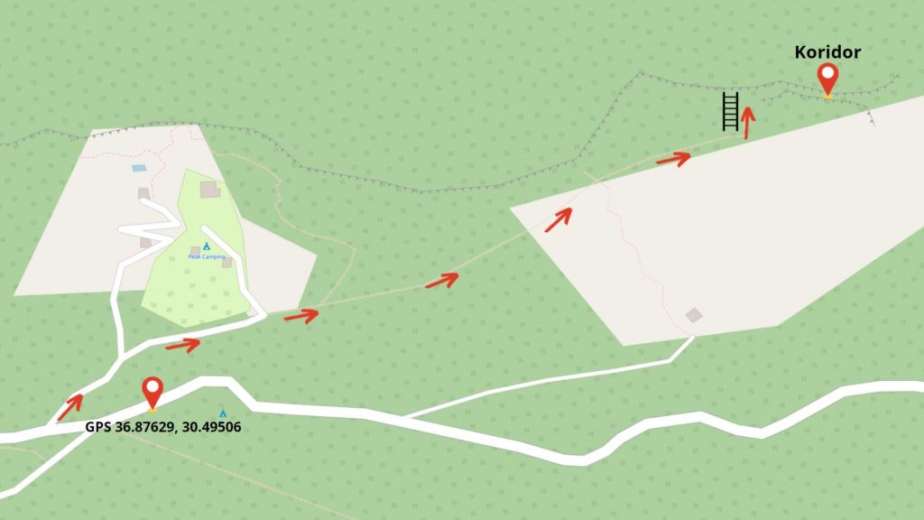 Mapa poglądowa podejście pod sektor Koridor - Geyikbayiri