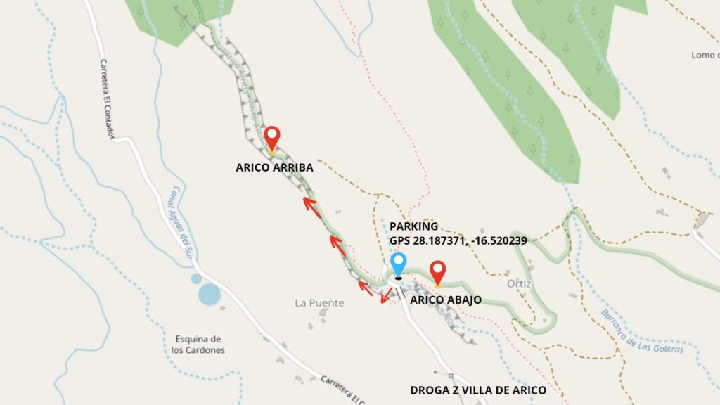 Mapa z podejściem pod sektor Arico